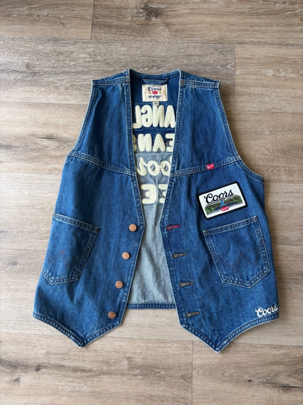 Wrangler & Coors Banquet Denim Vest - Picture 2 of 7